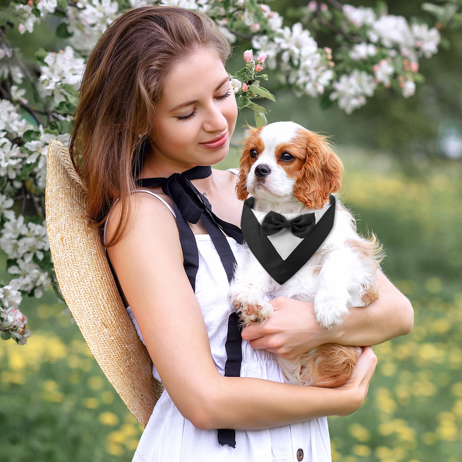 Hundesmoking, Hundehochzeit Bandana Kragen mit Fliege Kleine Hunde Hundesmoking Hundekostüme für kleine Hunde Hundeanzug Kostüm für Hunde Hochzeit, und Geburtstag (Hals:20-30cm/Schwarz)