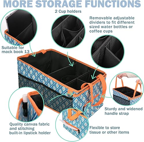 Miniatura 2 de HEYSKAY Organizador de asiento trasero de automóvil con caja de pañuelos organizador de asiento de pasajero, soporte para taza de café, soporte para