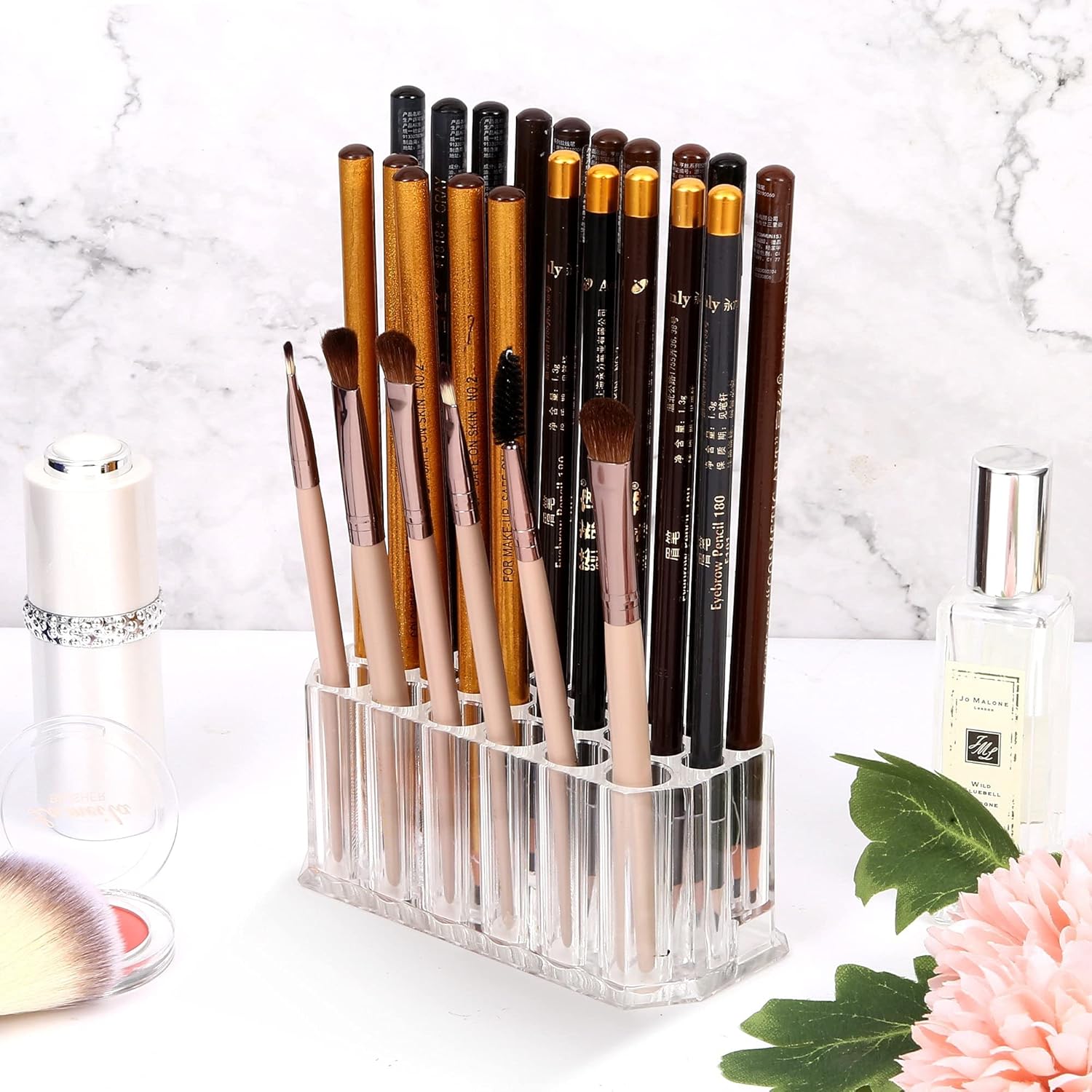 Acrylic Eyeliner Lip Liner Organizer, ROSELIFE Lip Liner Holder, Makeup Pen Cosmetic Display Case, 26 slots Fashion Eyeliner Pen Storage Box, Makeup Brush Holder for Women Girls, Clear : Beauty & Personal Care