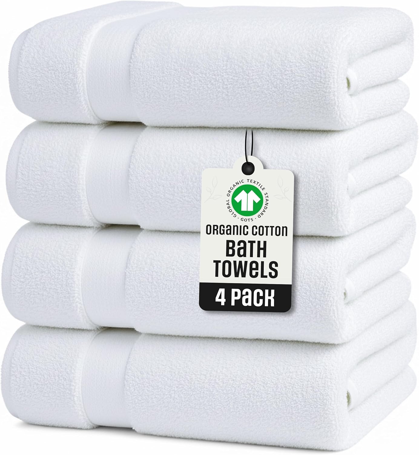 TOWELTIQUE- Organic Cotton Luxury Bath Towels Pack of 4 GOTS & Oeko- TEX Certified | Premium Soft, Absorbent & Quick-Drying Towels for Bathroom, Gym, Spa & Hotel Use – Taupe