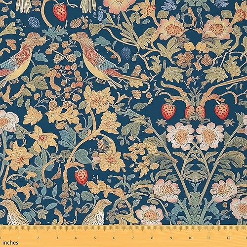 Miniatura 22 de Feelyou Tela de Flores Groovy por Yarda 5 Yardas Niños Tela de Tapicería Floral Retro para Sillas para Niños Niñas Adolescentes Flores Hippie 70S