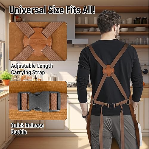 Miniatura 3 de Professional Chef Apron, 100% Cotton Canvas, Perfect for Cooking, Grilling, BBQ, and Kitchen Work, Durable & Stylish