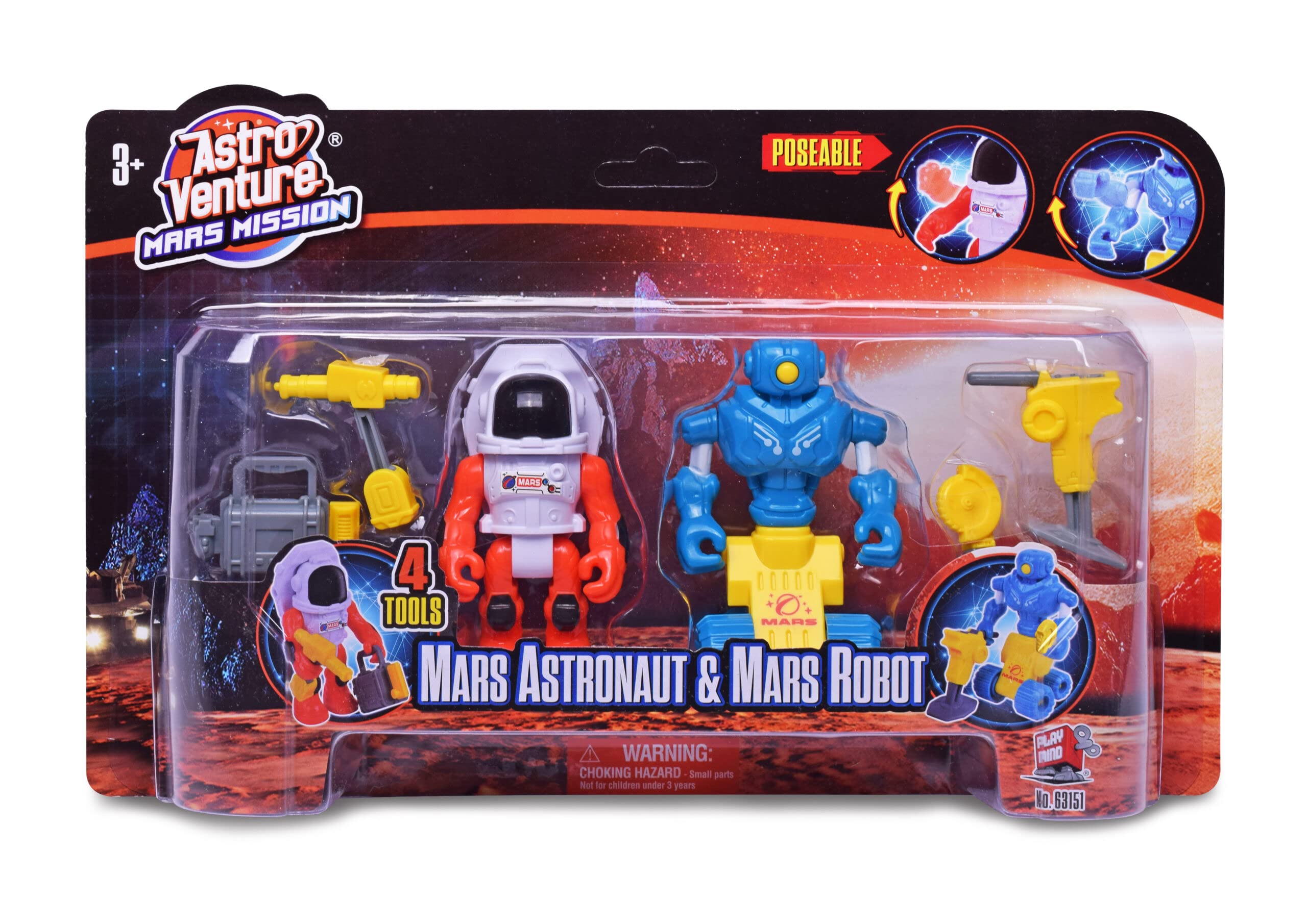 Playmind Mars Mission - Mars Astronaut & Robot With Tool