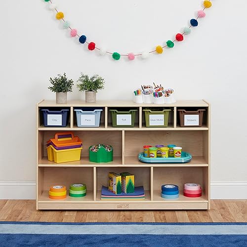 Miniatura 7 de ECR4Kids Cubo de almacenamiento frontal con cucharada, organización multiusos, tono terrícola, 5 piezas