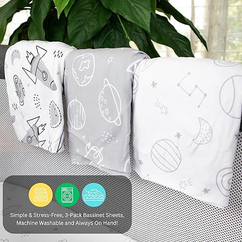 Miniatura 162 de TansyPanda Bassinet Sheets for Baby Delight Snuggle Nest, Chicco LullaGo, Fisher-Price Soothing, SNOO Smart, 3PC, 18 x 30 Inch, Ultra Soft