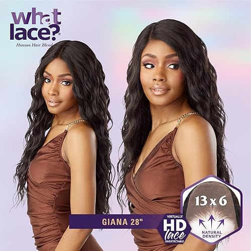 Miniatura 2 de Sensationnel What Lace Pelucas de 13x6  Mezcla de cabello humano GIANA 28 pulgadas Cloud 9 sintético con línea de cabello prearrancada  Whatlace HHM