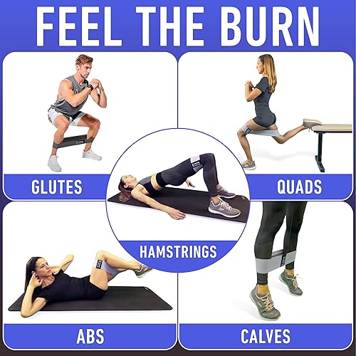 Miniatura 6 de Bandas de resistencia para entrenar con guía de bandas de entrenamiento. 4 bandas de glúteos para mujeres y hombres, bandas elásticas de tela para