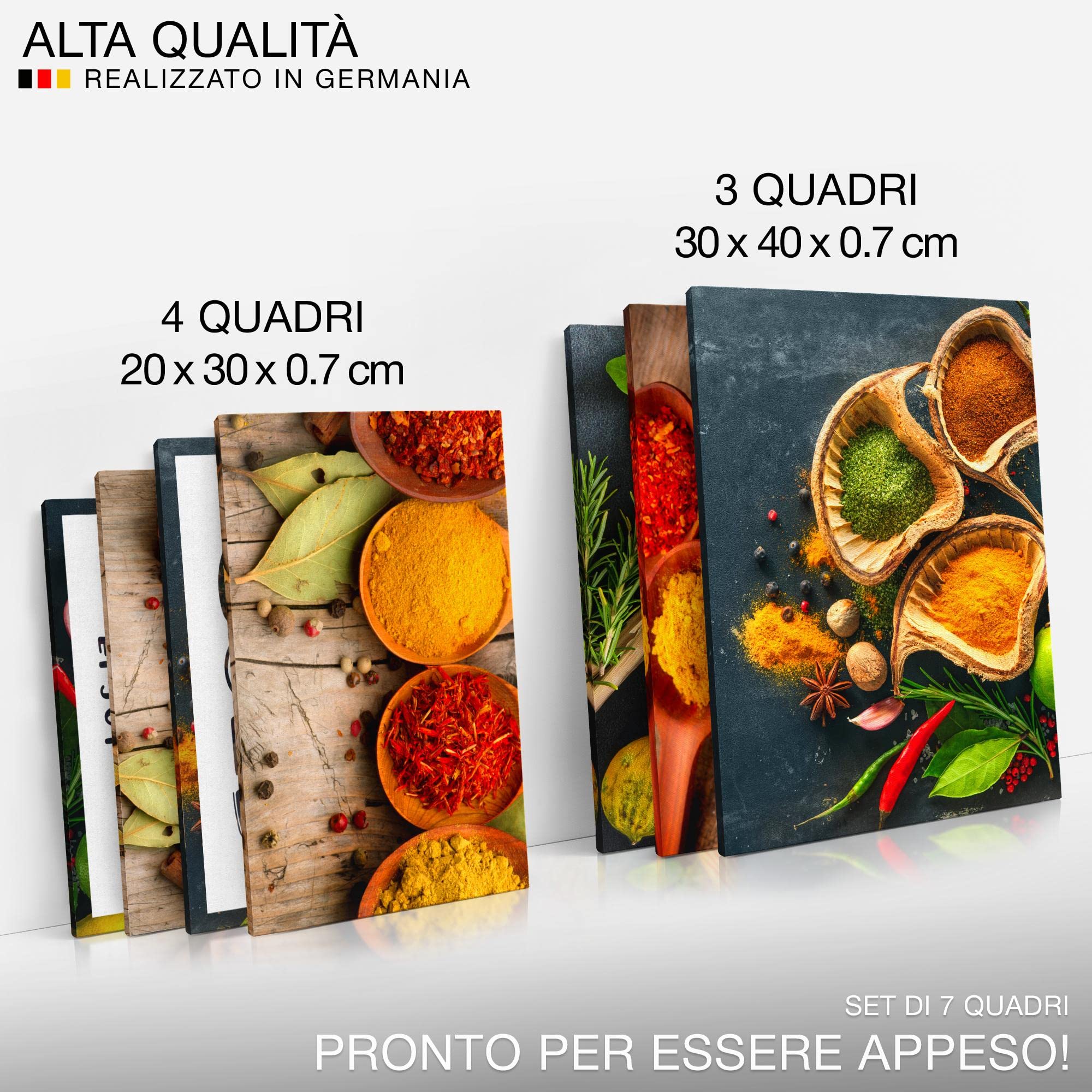 Novart Quadros - Completamente Pronto Da Appendere - Immagini - Cucina - 7 Pezzi Set Moderni - N000471a