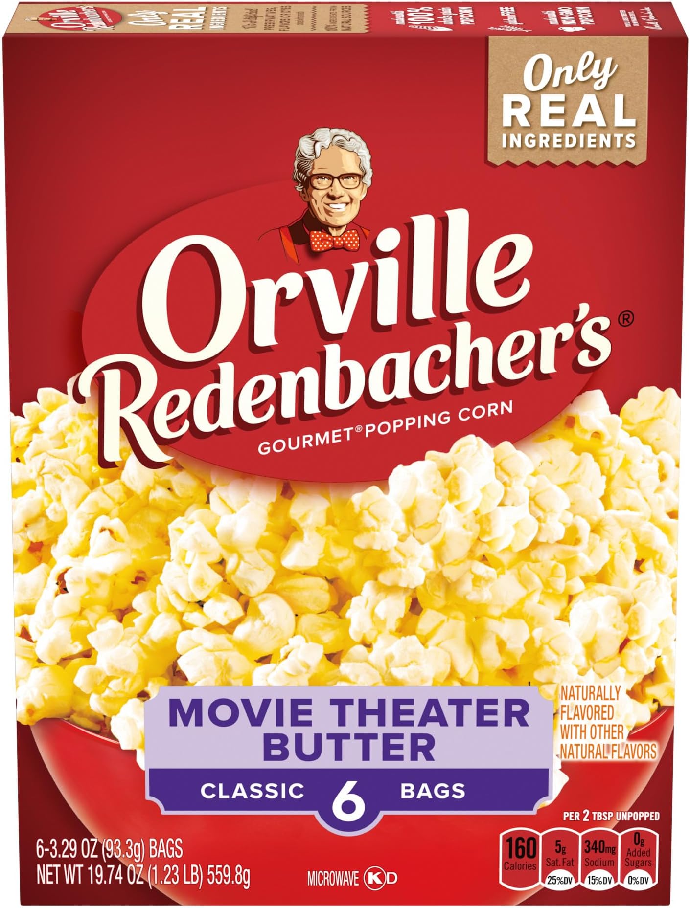 Orville Redenbacher’s Microwave Popcorn, Movie Theater Butter Flavor, 3g Fiber Per Serving, 19.74 Ounce
