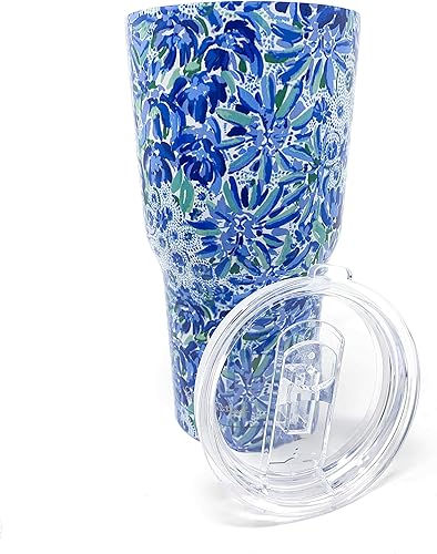 Miniatura 2 de Lilly Pulitzer Vaso aislado de 30 onzas con tapa, taza grande de viaje de acero inoxidable, vaso de metal de doble pared, alta manetenance