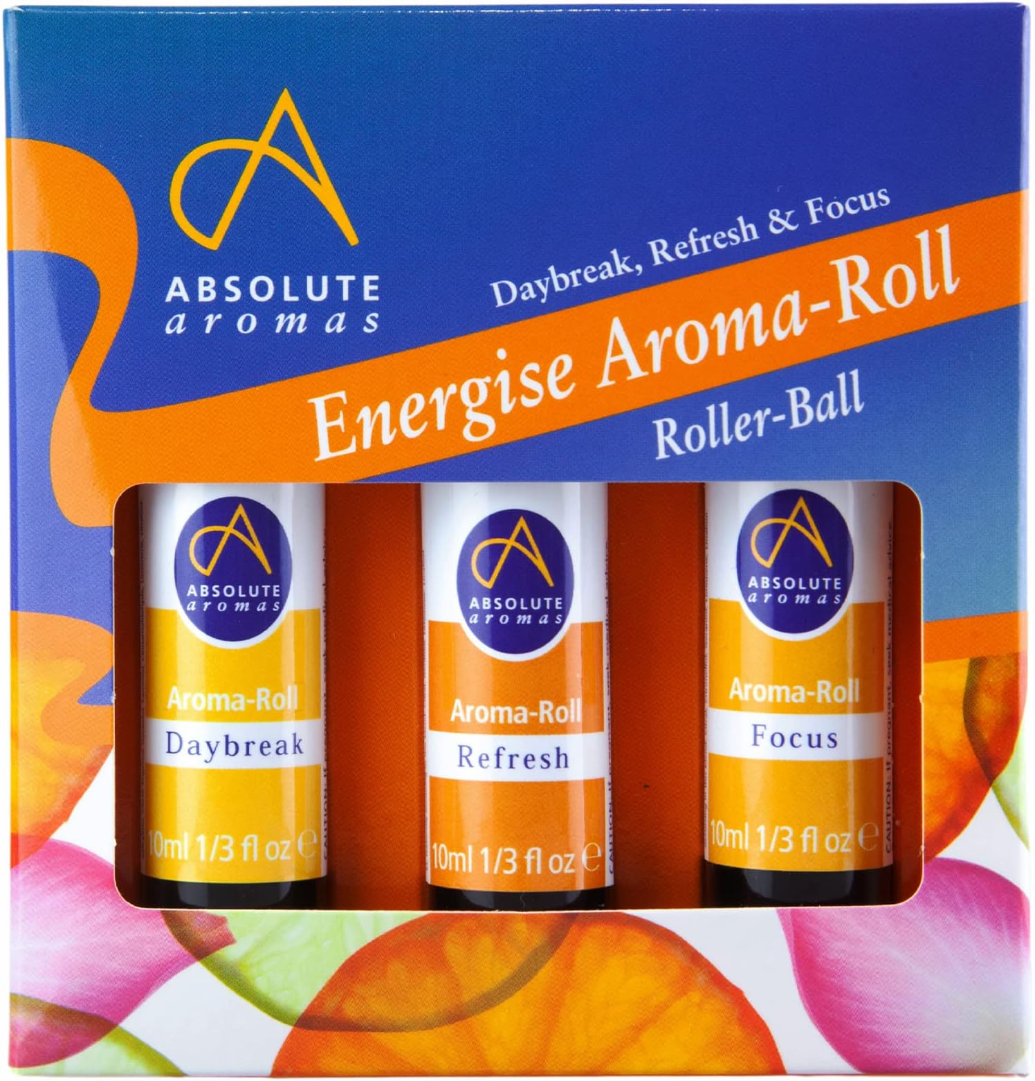 Absolute Aromas Aroma-Roll Energise 3 Pack - with Daybreak, Refresh & Focus Rollerballs