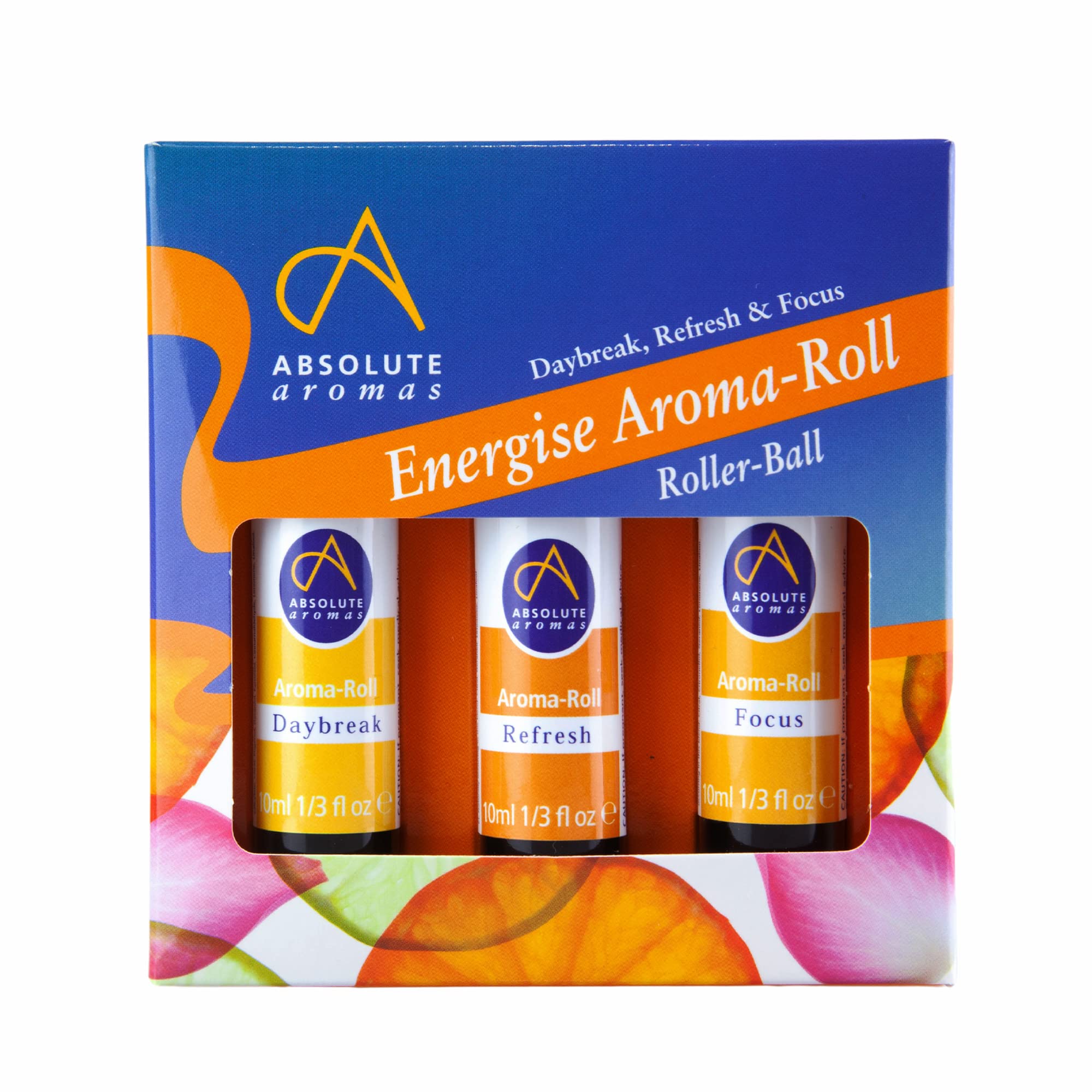 Absolute Aromas Aroma-Roll Energise 3 Pack - with Daybreak, Refresh & Focus Rollerballs