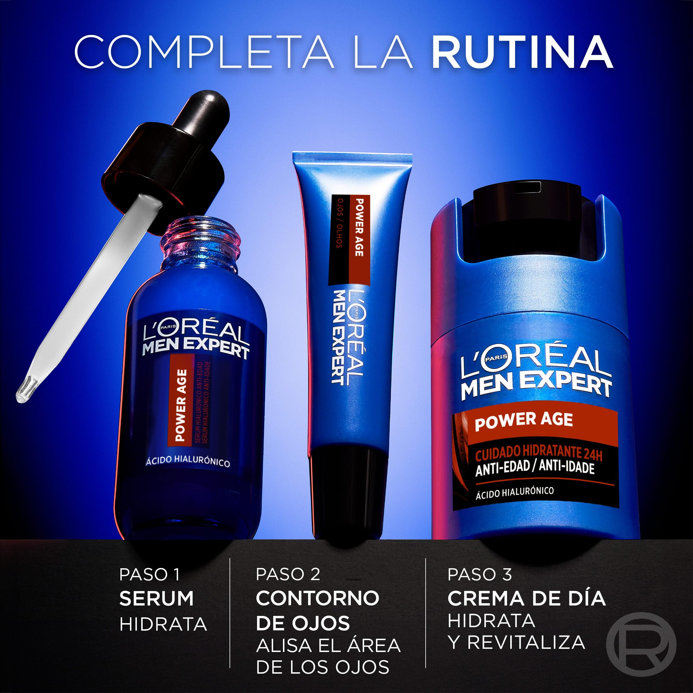 L'Oréal Men Expert Power Age Męski żel rewitalizujący na noc przeciw starzeniu się i przeciw zmarszczkom, wzmocniony kwasem hialuronowym