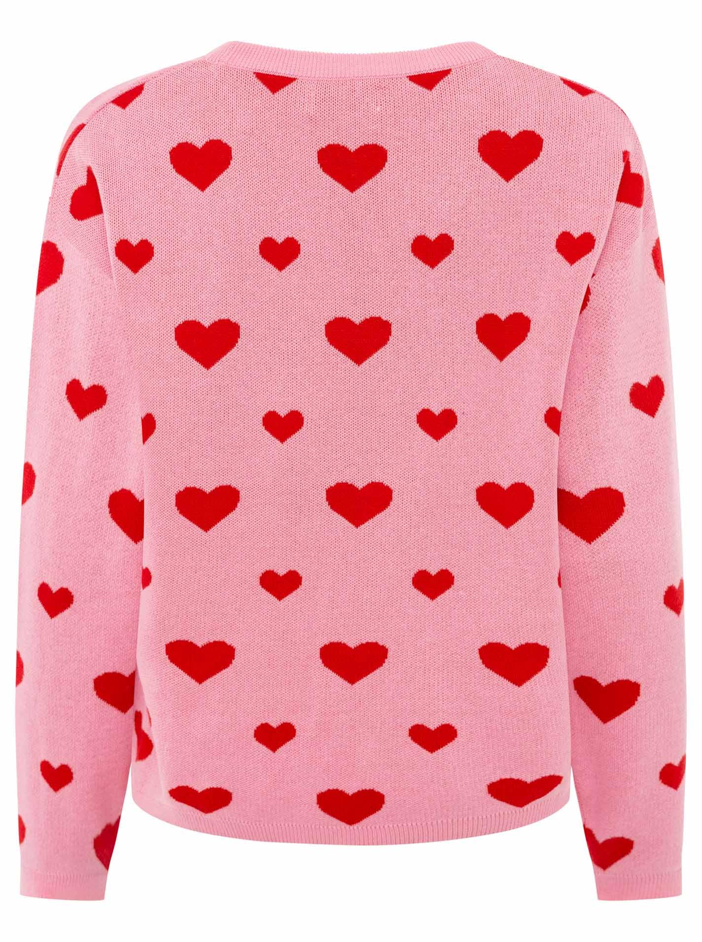 Zwillingsherz Damen Pullover – Sweater mit Herz Print– 100% Baumwolle – Weicher Strickpullover – Stylisch für Alltag, Herbst & Winter