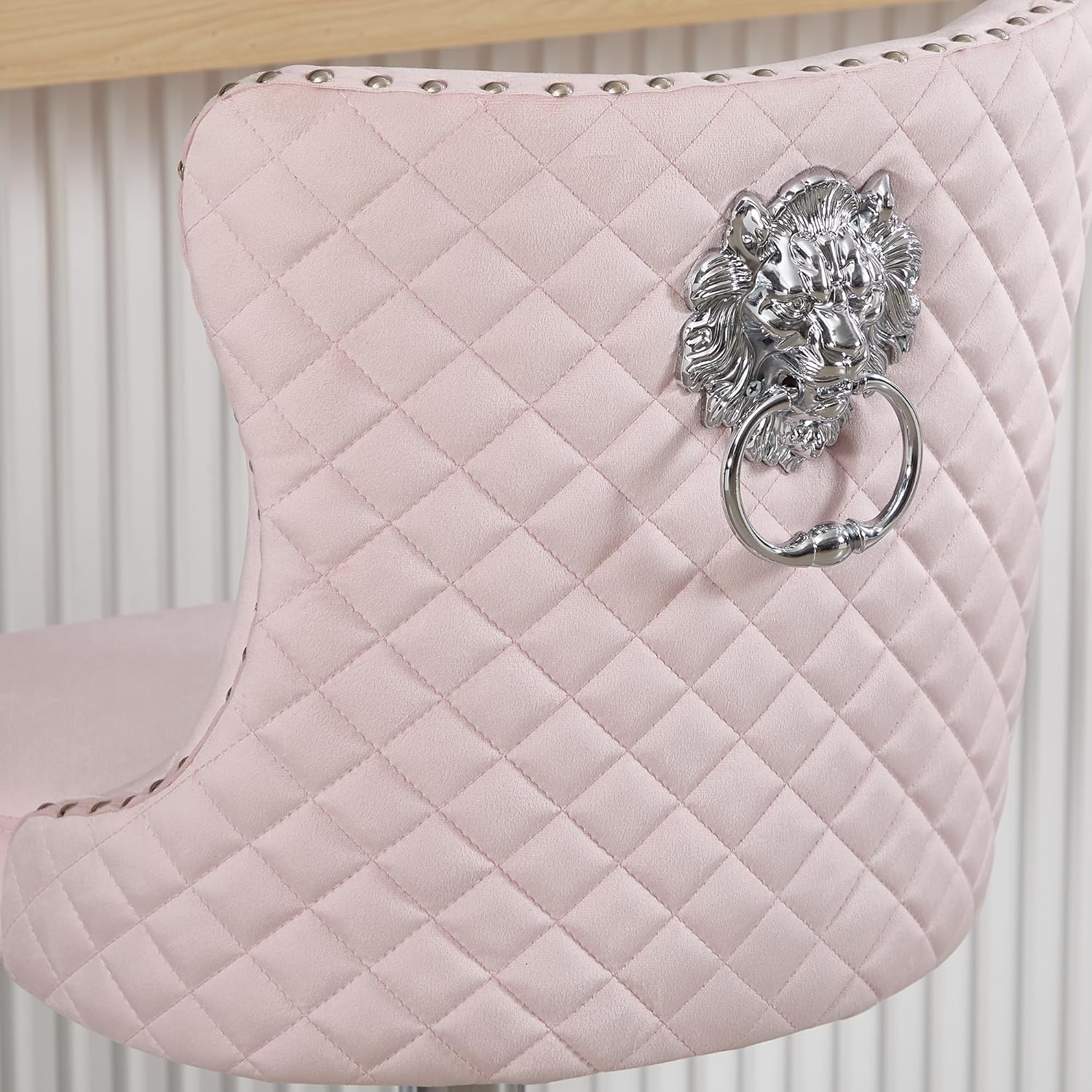 Swivel Barstools Set of 2 with Ring Pull Modern Velvet Adjustable Stools with High Tufted Back Upholstered Kitchen Chairs with Nailhead Trim for Home/Dining Room/Kitchen Breakfast Islan,Pink