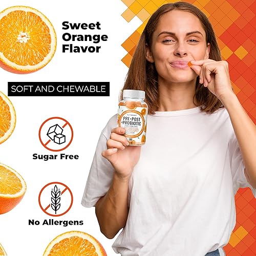 Miniatura 6 de Gomitas probióticas y posbióticas prebióticas para mujeres, hombres y niños - Alta potencia 5 mil millones de UFC - Sin azúcar y sin gluten