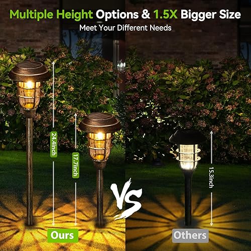 Miniatura 5 de LETMY Luces Solares para Exteriores, Paquete de 8 Luces Solares Brillantes para Senderos Exteriores Impermeables, Hasta 15 Horas de EncendidoApagado