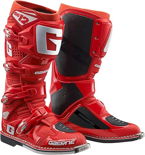 Botas de tierra Gaerne SG-12 Offroad MX para motocross, todas rojas, 9 US/ 43 EU