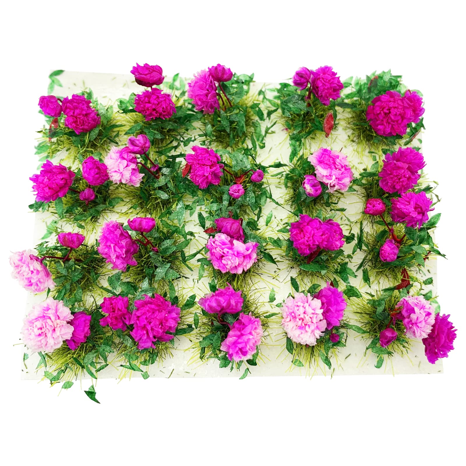20 mechones de flores en miniatura para mini casa de muñecas, jardín de hadas, ferrocarril, escenario estático simulado, modelo de micro paisaje (rosa) 3