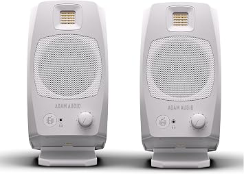 ADAM Audio D3V Active Desktop Studio Monitor Speakers - White | USB-C, D-ART Tweeter, 3.5in Woofer, 240W, 45Hz-23kHz, 97dB SPL, Balanced TRS, Headphone Out