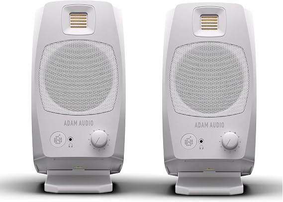 ADAM Audio D3V Active Desktop Studio Monitor Speakers - White | USB-C, D-ART Tweeter, 3.5in Woofer, 240W, 45Hz-23kHz, 97dB SPL, Balanced TRS, Headphone Out