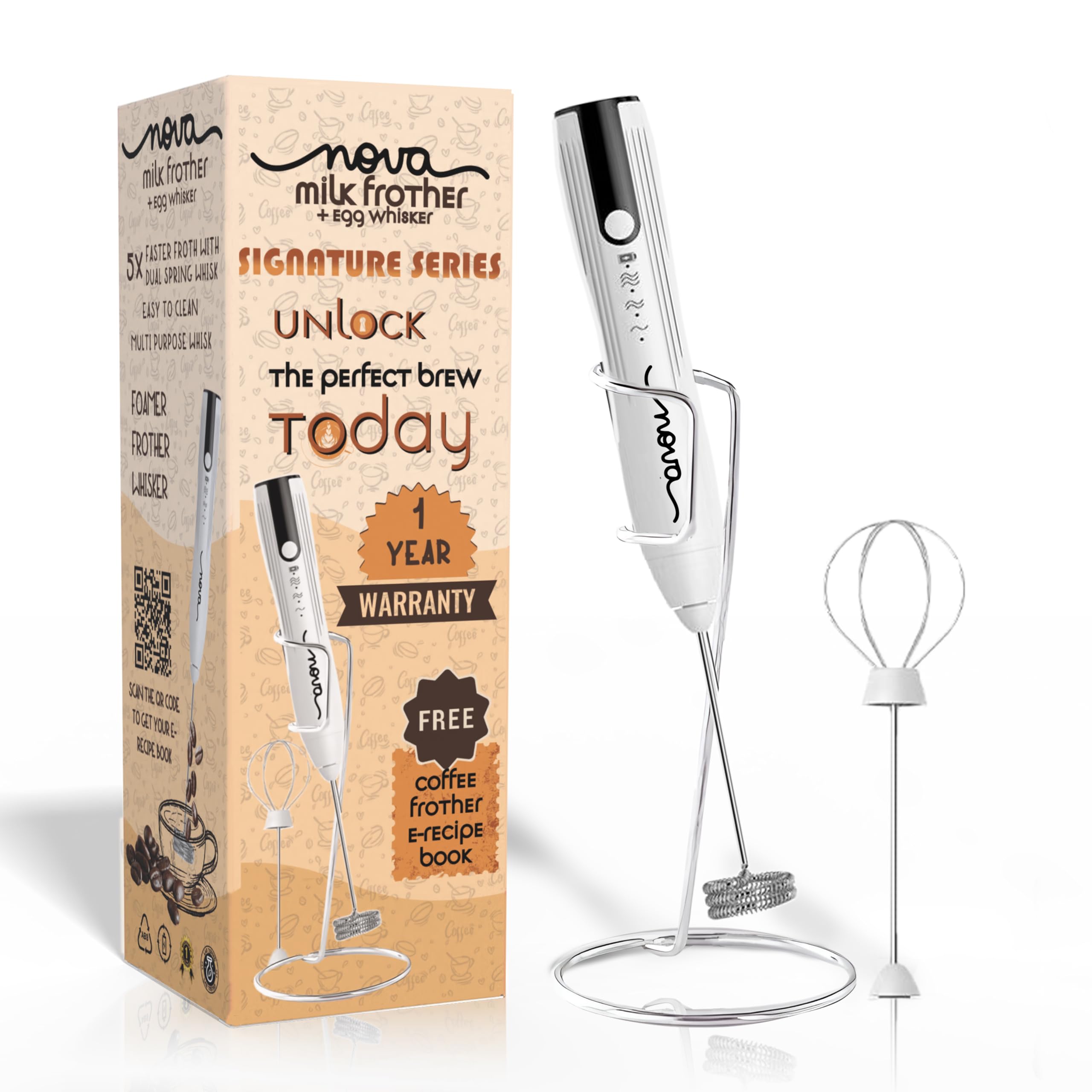 Rechargable Coffee Frother Milk Frother with Stand & Coffee Beater 2in1 Handheld Blender and Egg Whisker | 1 Year Warranty and Free Frothy Recipe E-Book |Signature Series (B0DDC3M8H7) Amazon Price History, Amazon Price Tracker