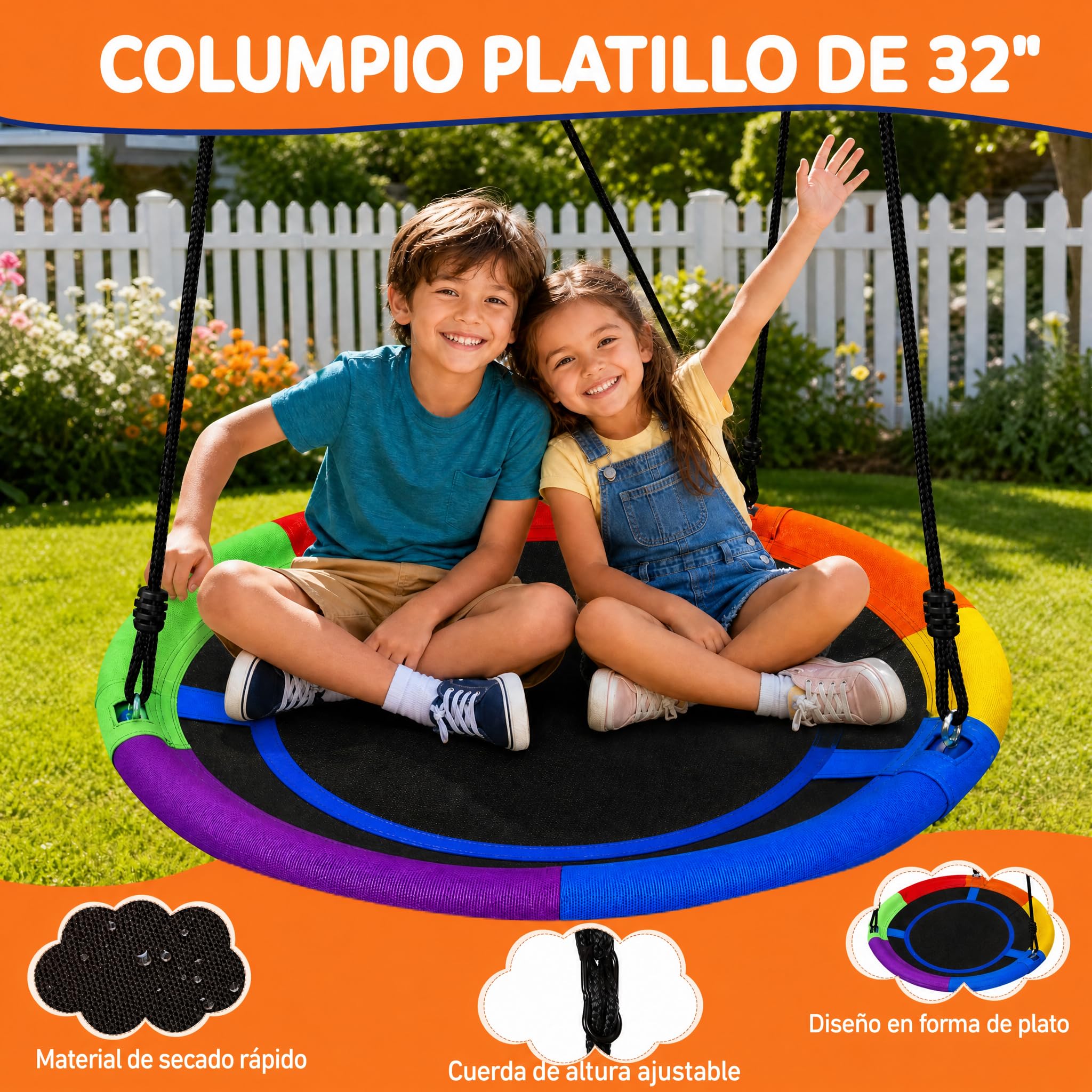 hotsizz Juego de Columpio Jardin Exterior de Metal Resistente, Columpios Infantiles para Niños, Estructura de Acero, Dimensiones 245×182×148 cm para Patio y Terraza