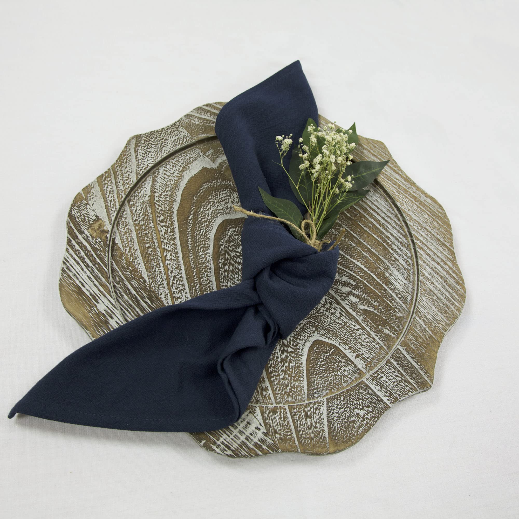 Decor Essentials Navy Linen Rustic Napkins Stonewash Tableware Party Wedding Event Table Setting Decorations (Navy)