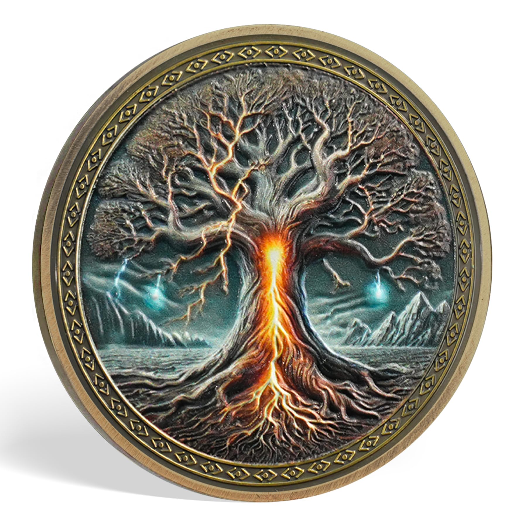Thor Viking Coin, The Cosmic Tree Viking Challenge Coin, Toothgrinder & Toothgnasher Norse Mythology Protective Talisman - Image 3