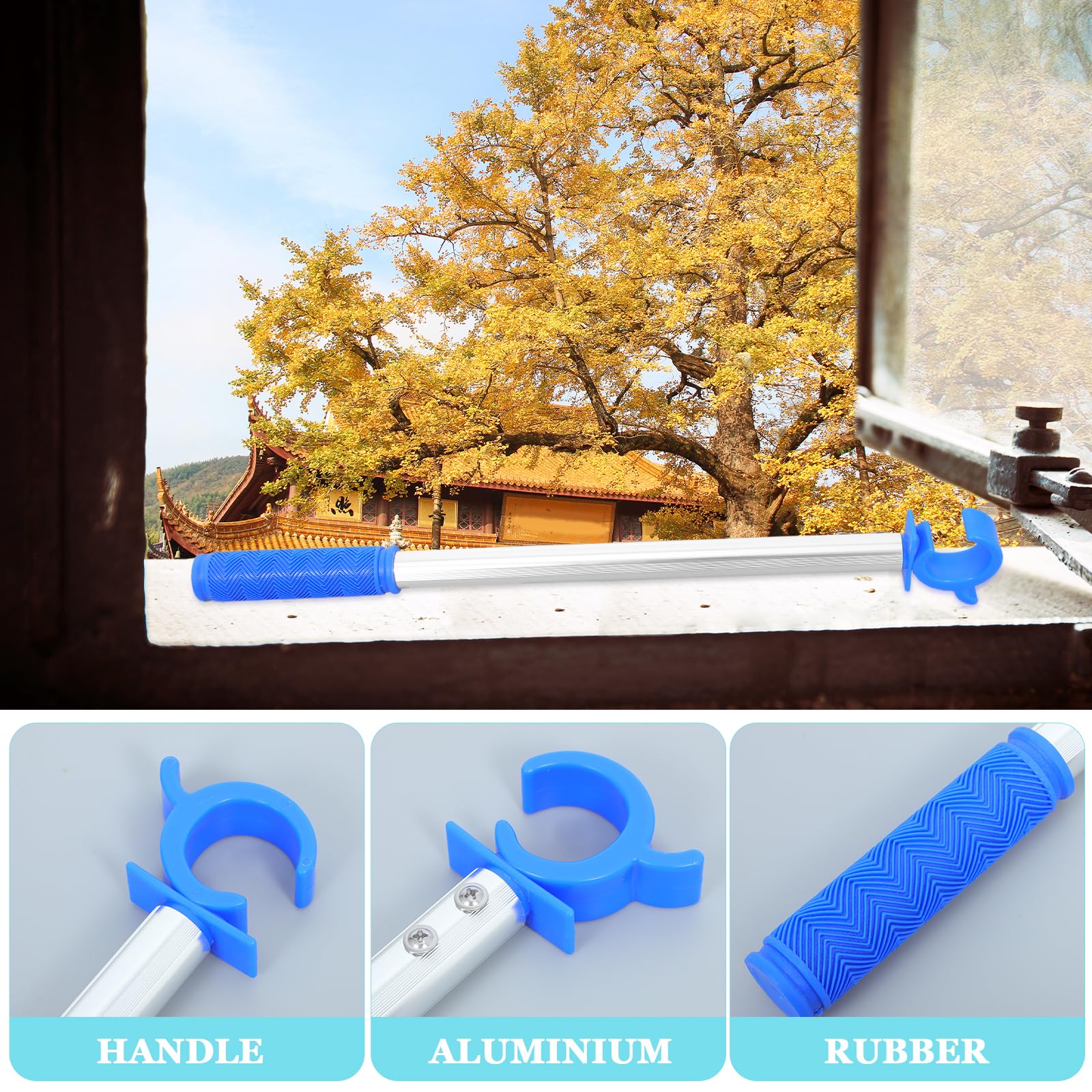 Veemoon Window Opener Hook Pole, 18inch Window Open and Close Pole Portable Blinds Pull Rod for Awning Skylight Tent Campervan High Operation - Image 4