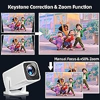 Vista 2 de Mini Projector, Portable Projector 4K & Full HD 1080P Support, 270° Rotation Outdoor Projector, Movie Projector Compatible with Smartphone, TV