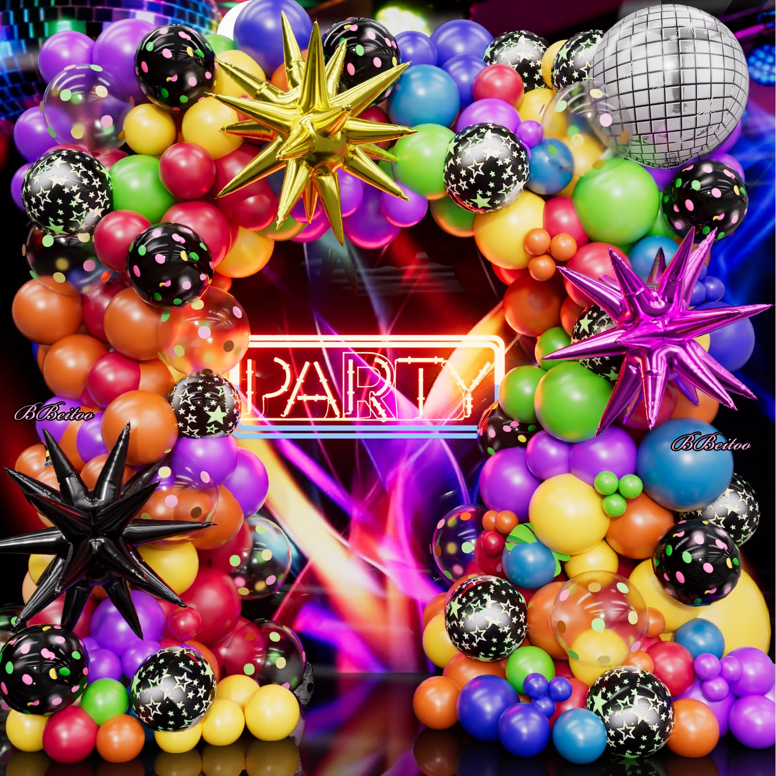 Kit arche de ballons phosphorescents pour raviver le thème disco - 8