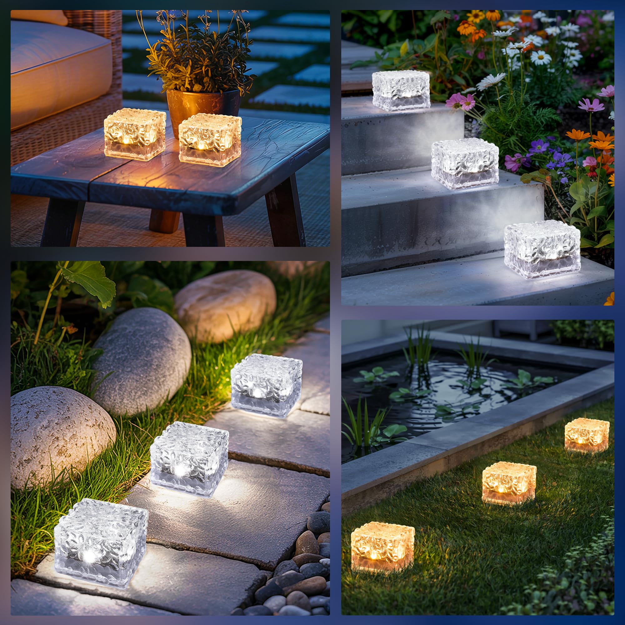 GIGALUMI Solarleuchten aus PVC, für den Außenbereich, Garten, 2 Beleuchtungsfarben, Solarleuchten, Gartendekoration, wasserdicht, für Wege, Rasen, Teich, Terrasse, Boden, Auffahrt, 12 Stück