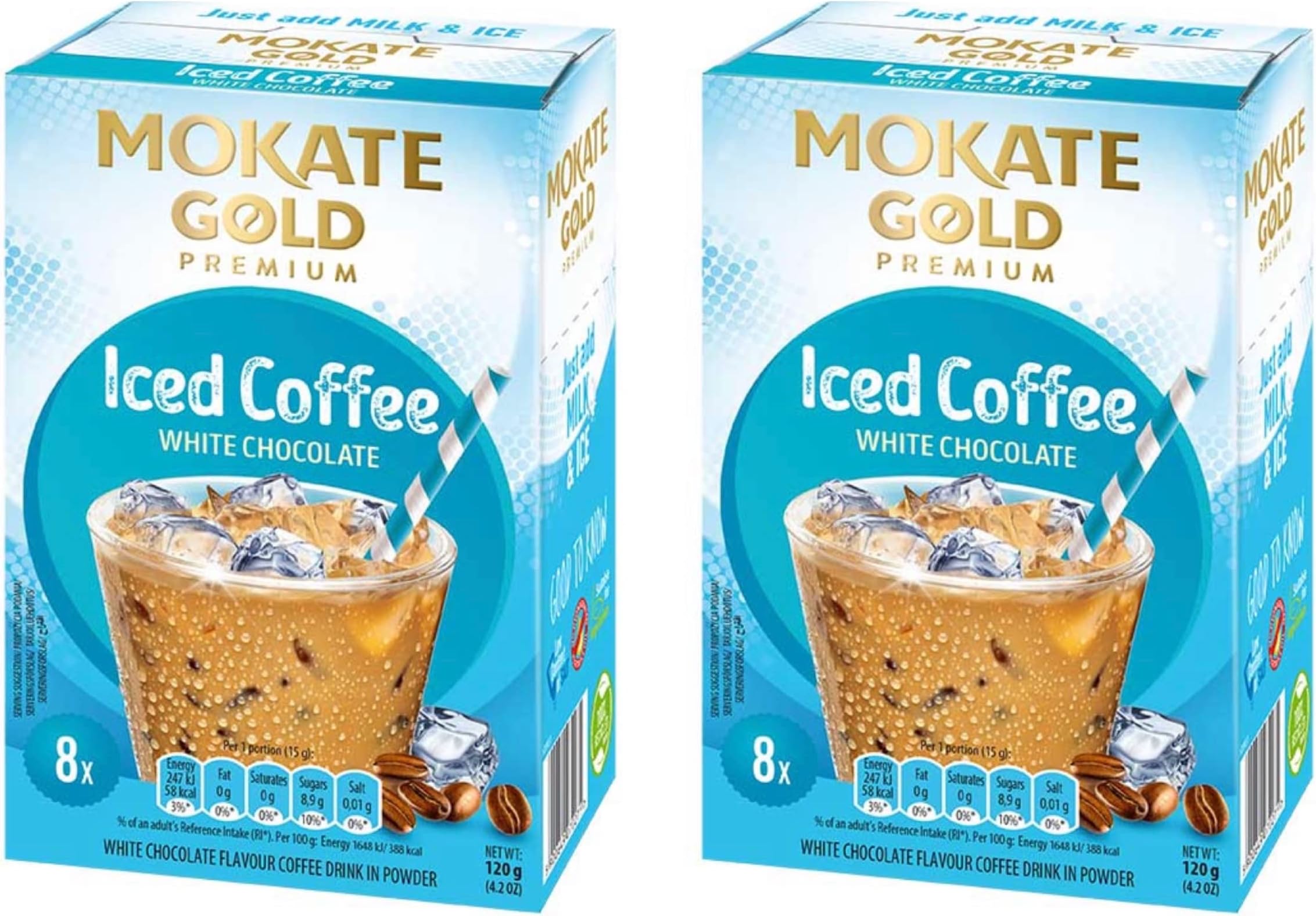 mokate Gold Premium Iced Coffee White Chocolate 2 boxes x 8 sachets