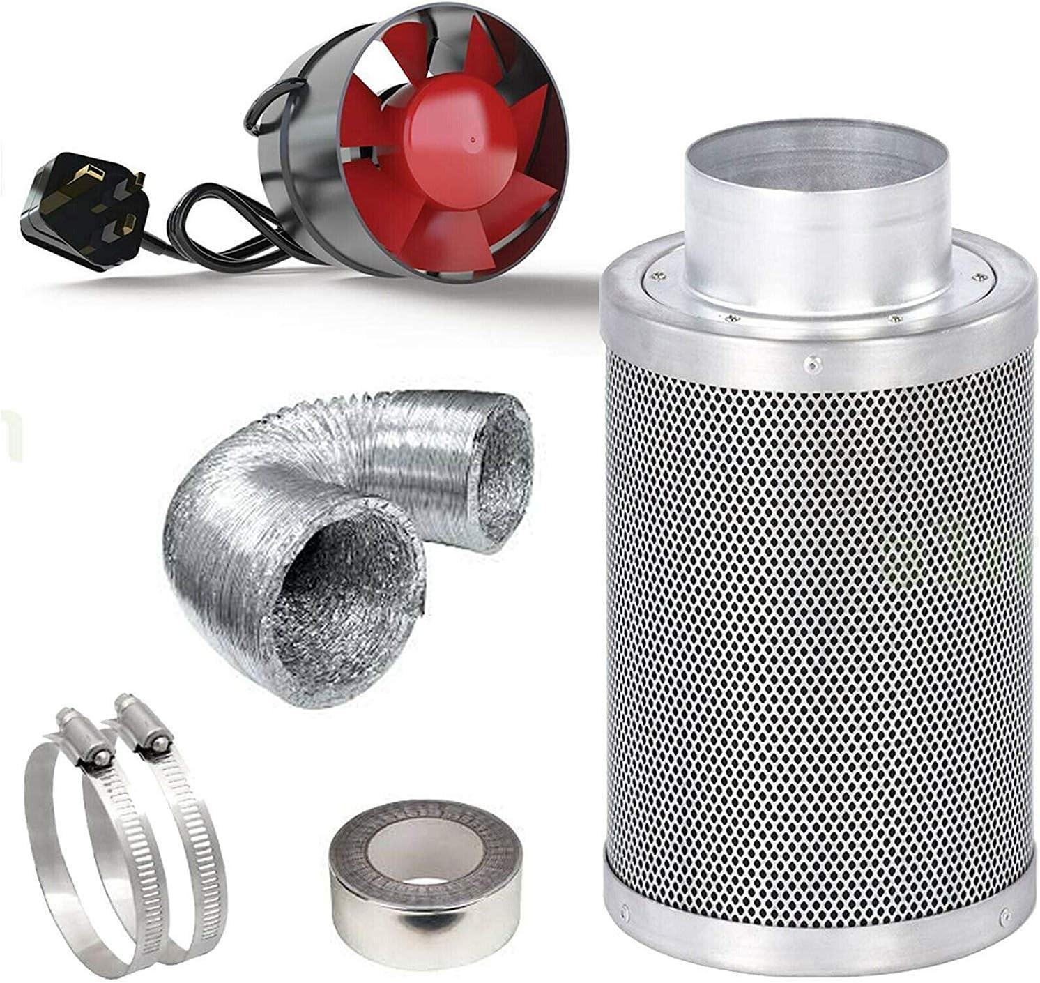 BLACK ORCHID 5" Extractor Fan Carbon Filter Kit Hydroponic Grow Room Tent Air Ventilation System