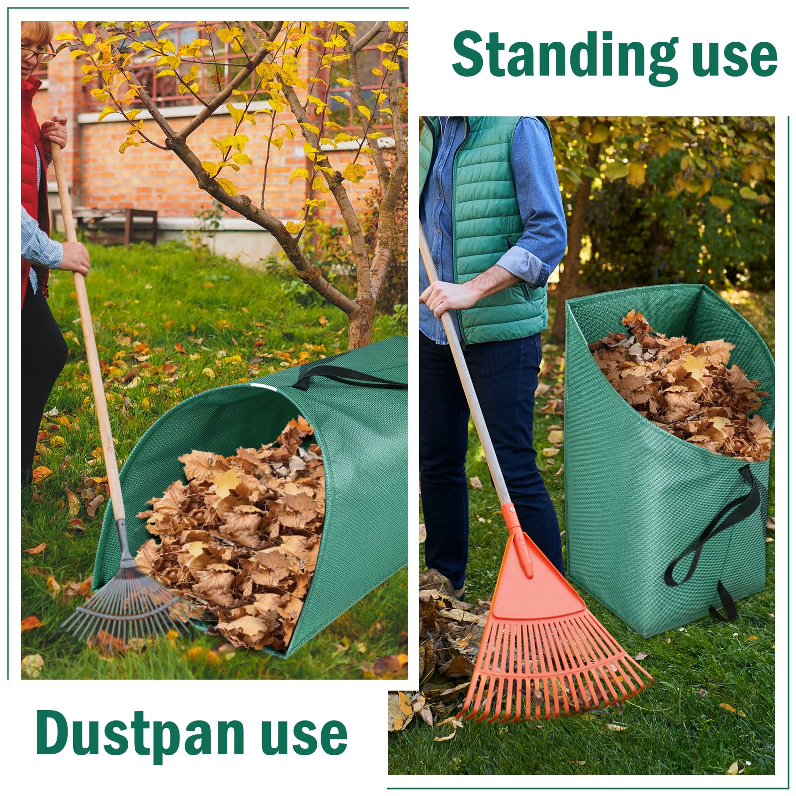 Laubsammler, zusammenklappbarer Rasen- und Laubsack, schwere Blätter, wiederverwendbare Gartenabfallbeutel, große Garten-Kehrschaufel, Gartensack für Blätter, Schmutz, Gras, Schnitte, Rasenabfälle