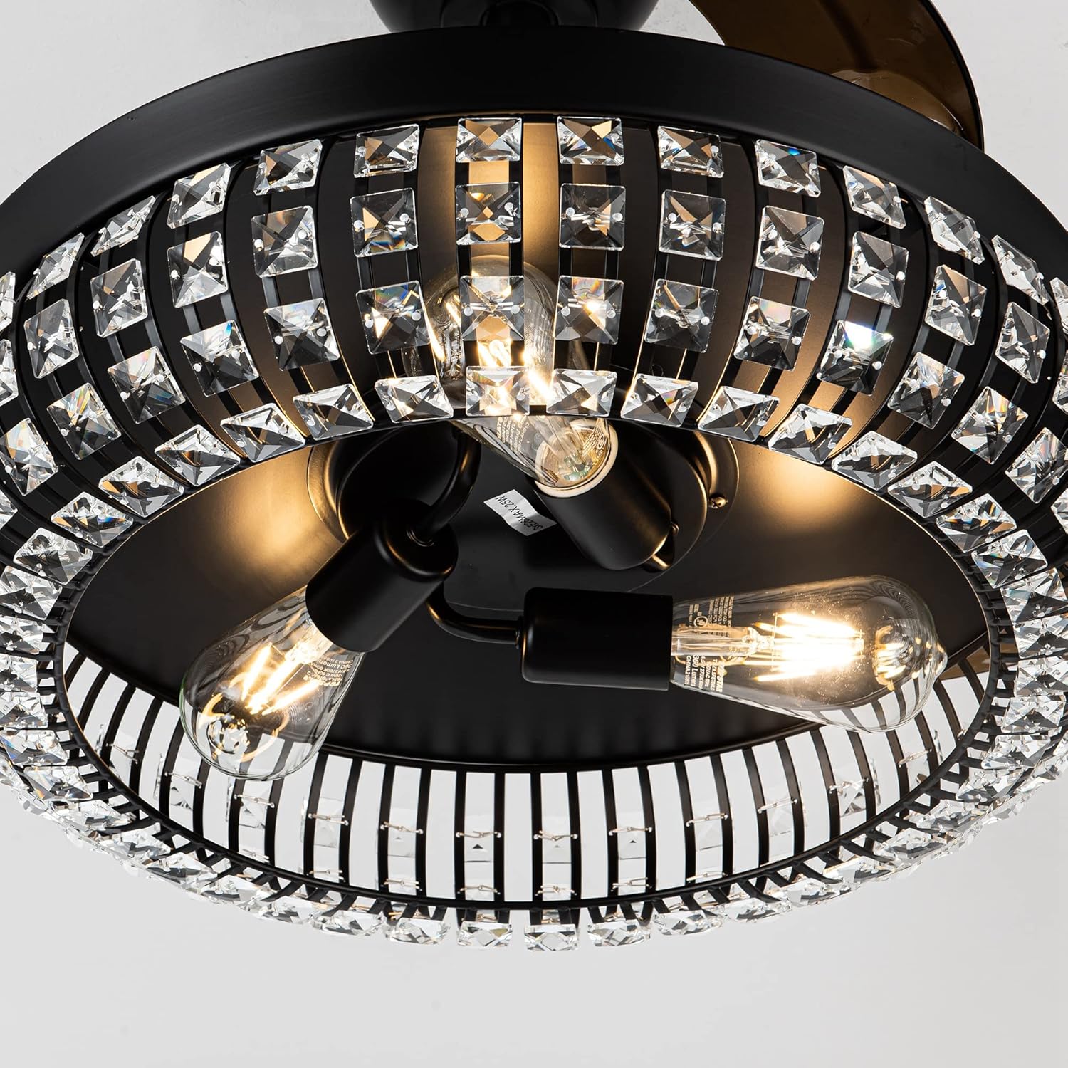 Parrot Uncle Ceiling Fans with Lights and Remote Black Retractable Ceiling Fan with Light Bedroom Crystal Chandelier Ceiling Fans, 42 Inch