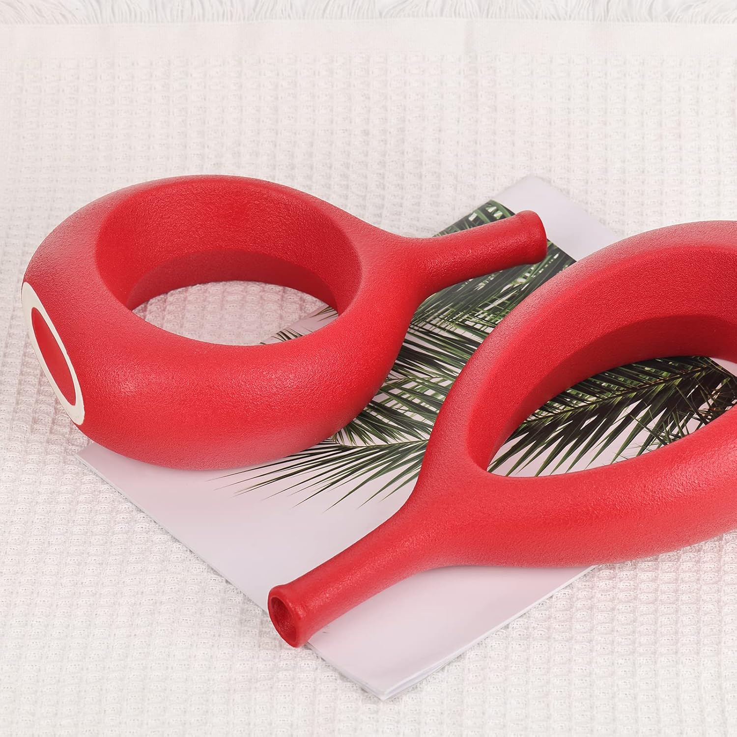Red Ceramic Hollow Elliptical Vase Set of 2 - Boho Circle Vase with Hole, for Modern Red Table Decor, Living Room Decor Shelf mid Century Modern Home Entrance Decorative vase - Image 4