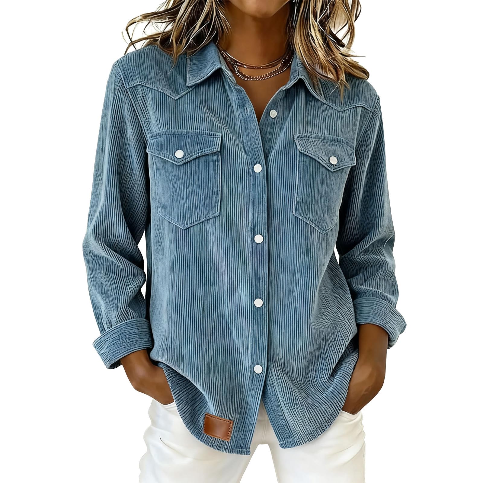 Sweatshirt Denim Collar Sweater 2026 Women Solid Casual Long Sleeves Lapel Denim Patchwork Stitching Pullover Tops