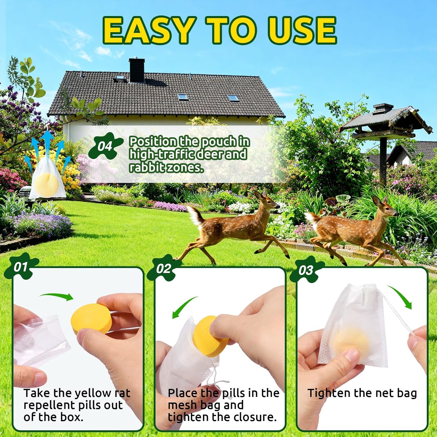 36 Pack Deer Repellent Rabbit Repellent Outdoor Deer Repeller for Plants Flower Vegetable Tree Keep Deer Rabbit Out of Lawn Garden