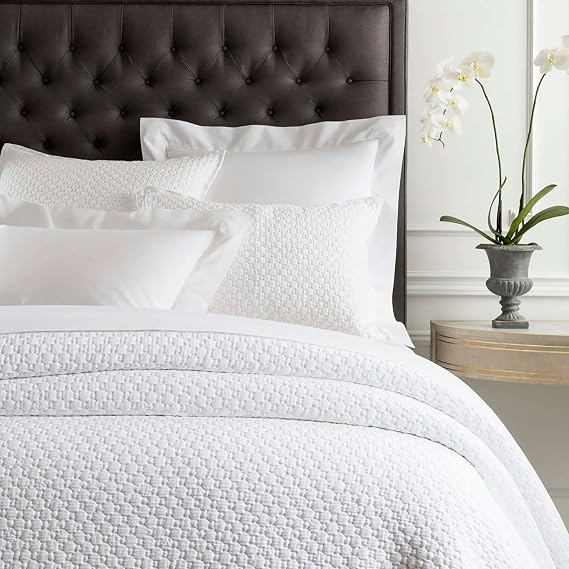 Pine Cone Hill Lodi White Matelasse Pillow Sham, King Size, White Solid Pattern