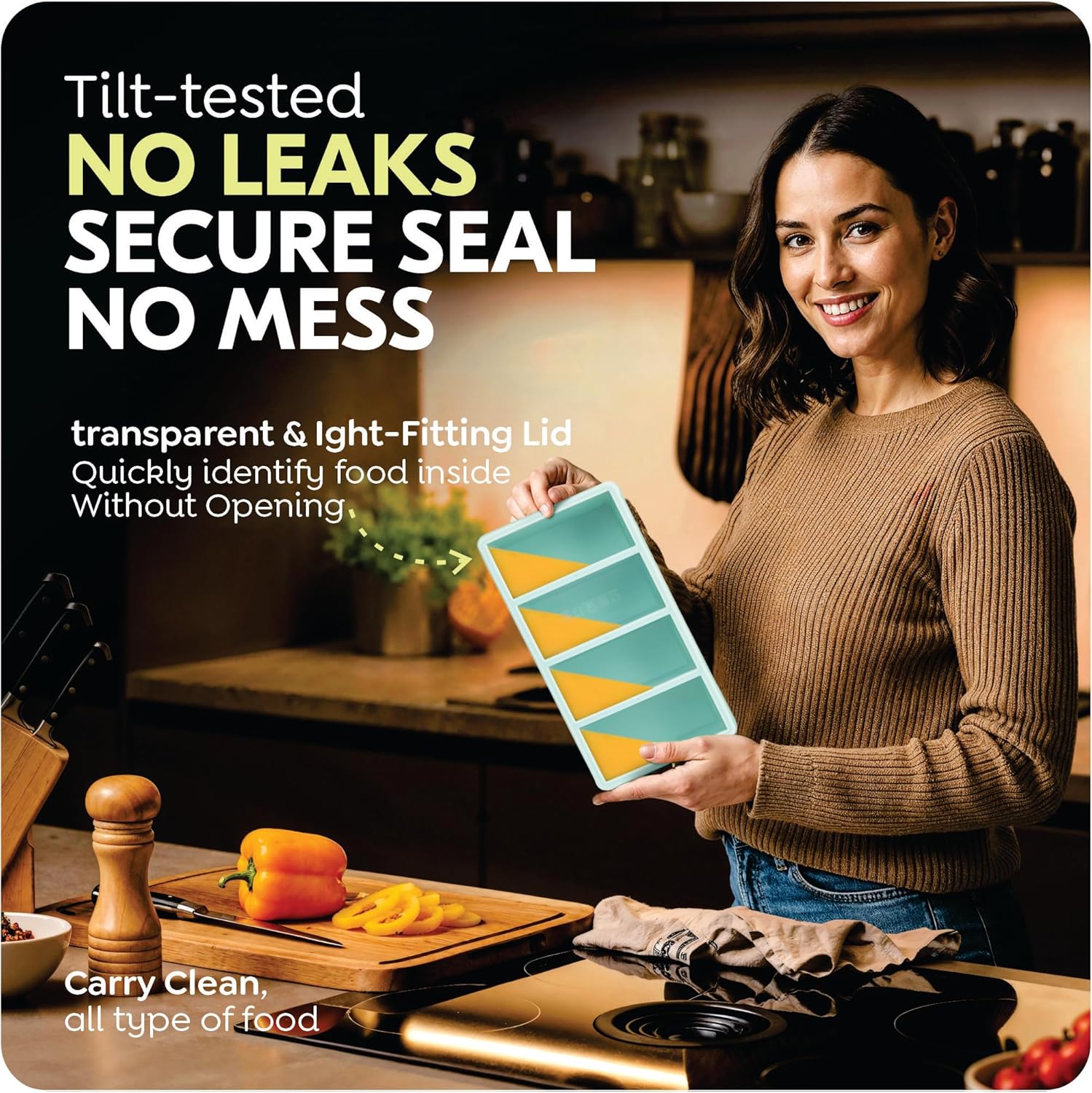 Silicone Freezer Trays with Lids, 1-Cup Soup Container Style Ice Cube Trays for Freezer - Leakproof, Dishwasher,Oven Safe, Stackable, Ideal for Frozen Broth, Leftovers & Meal Prep, BPA Free 2 Pack - Image 4