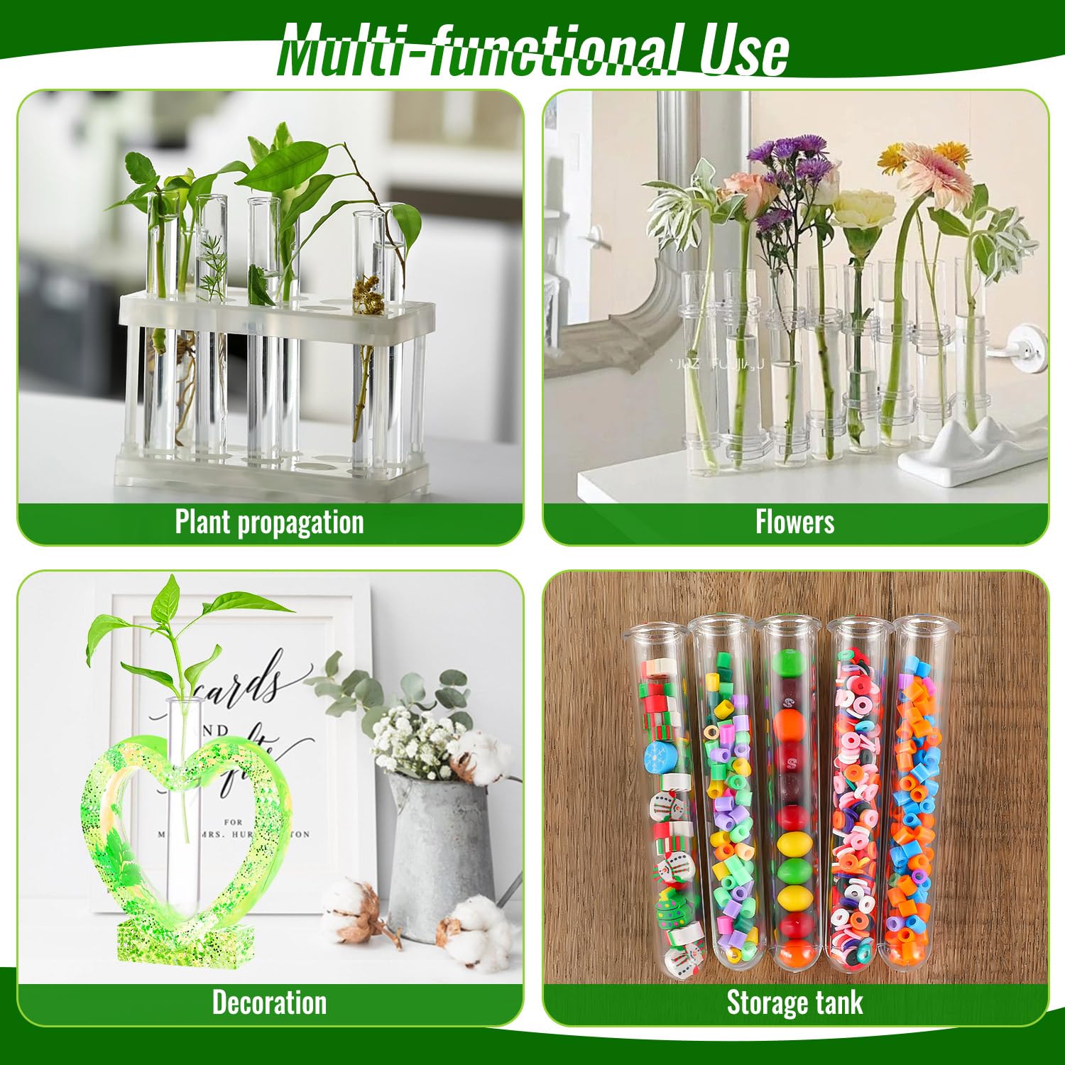 10 tubos de ensayo transparentes para propagación de plantas, tubo de laboratorio de prueba de 20 ml para experimentos científicos pruebas de muestras, tubo de ensayo de fondo redondo para decoración