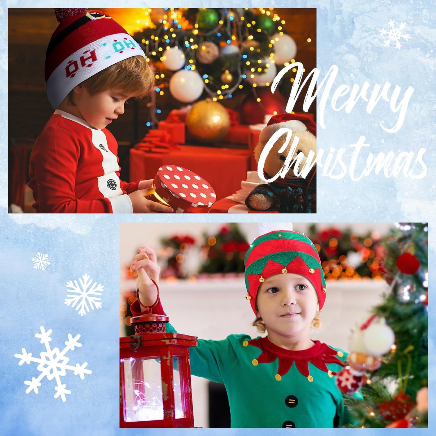 Liitrsh 20 Pcs Light up Christmas Hats LED Christmas Beanie, Xmas Sweater Beanie 20 Styles, Flashing Winter Knitted Cap Gifts Holiday Party Favors for Adults