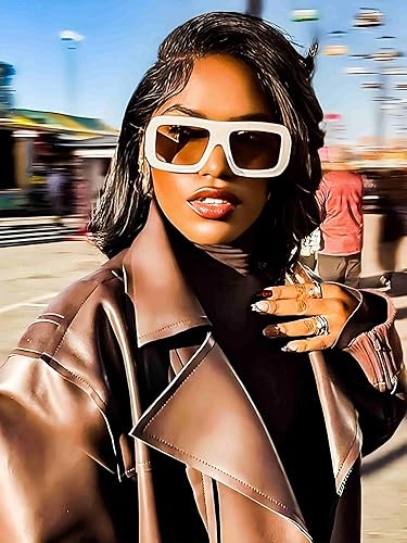 Miniatura 3 de TYA Lentes de sol rectangulares Y2K de moda para mujeres y hombres, retro, de gran tamaño, con marco grueso, protección UV400