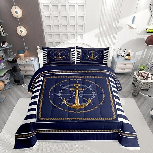Feelyou Anchor Decor Comforter Set Queen Size Nautical Themed Bedding