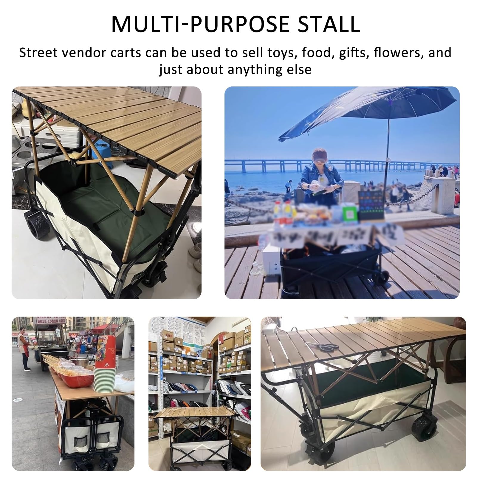 Carrello da esposizione con baldacchino, supporto per vendita al dettaglio per alimenti, camion ed eventi, uso commerciale (94 cm, 37 pollici), portatile, facile da montare