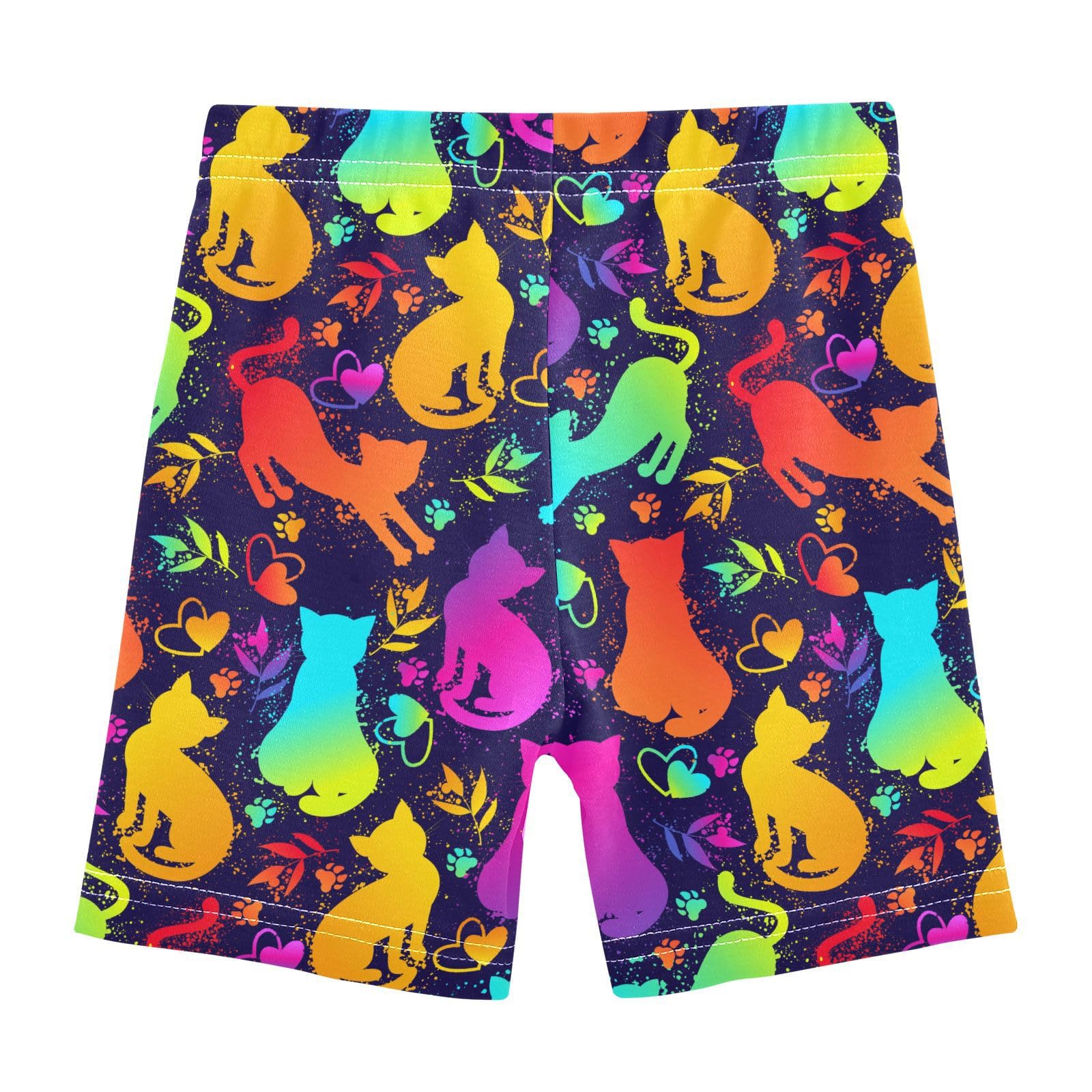 JHKKU Girls Bright Neon Cats Shorts Cotton Cartwheel Bike Kids Biker Under Dress Dance Short Girl Clothes 4T