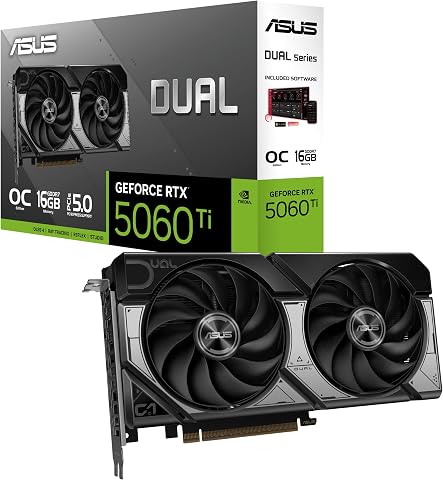 ASUS Dual NVIDIA GeForce RTX 5060 Ti 16GB GDDR7 OC Edition Graphics Card