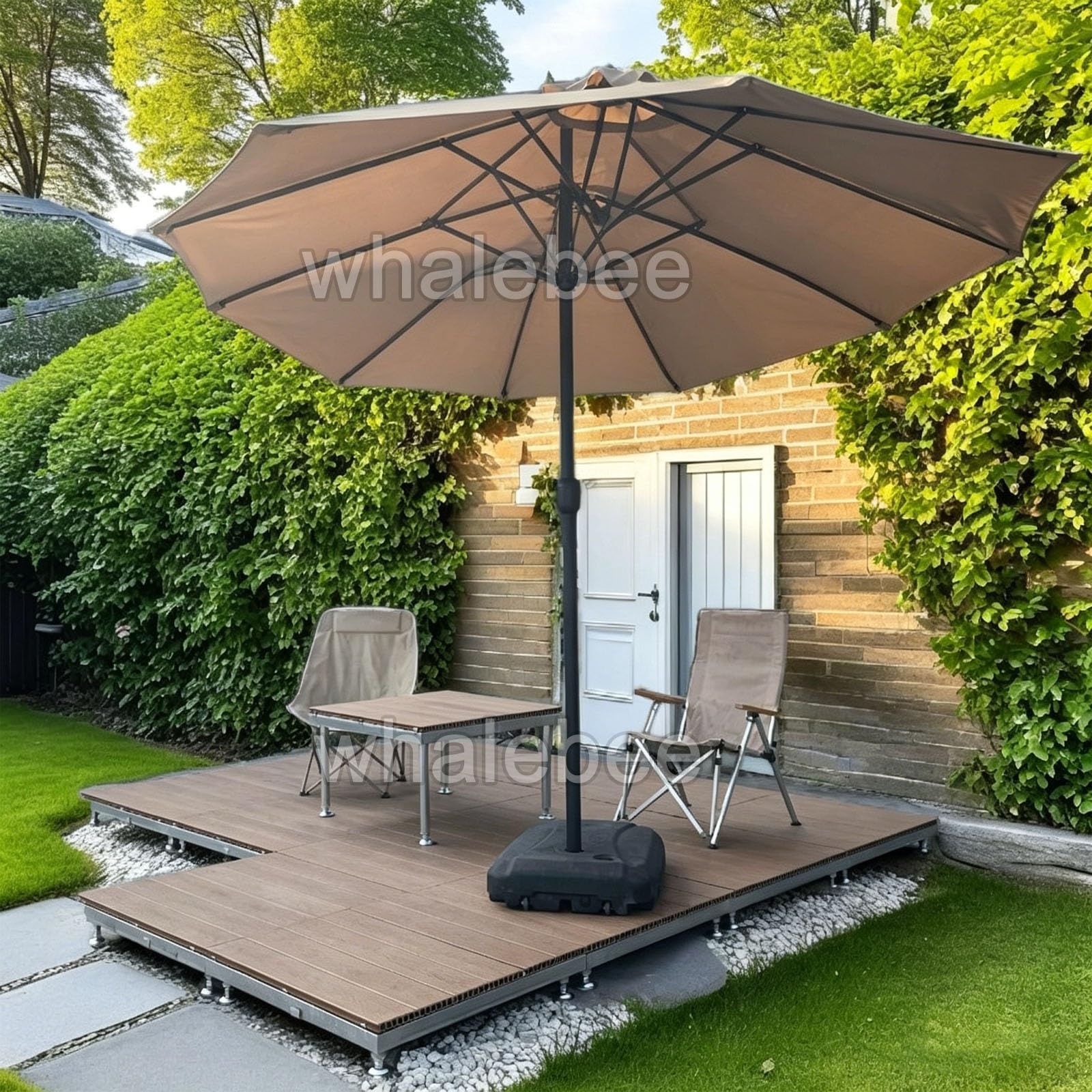 Dalles Terrasse Clipsables WPC Plateforme Dalles Patio(Natural,84x84x15cm)